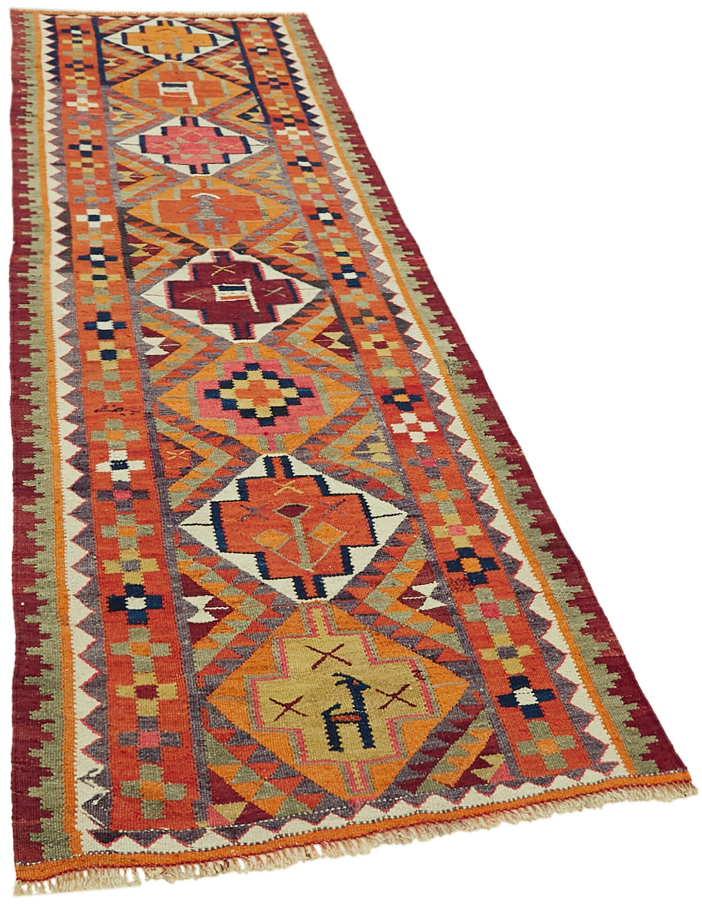 3x9 Multicolor Boho Runner Kilim Rugs - 42794