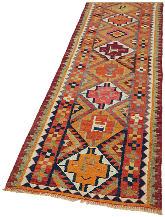 3x9 Multicolor Boho Runner Kilim Rugs - 42794