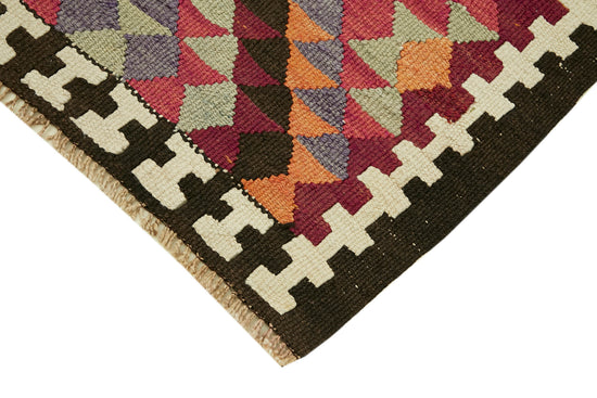 3x13 Multicolor Boho Runner Kilim Rugs - 42795