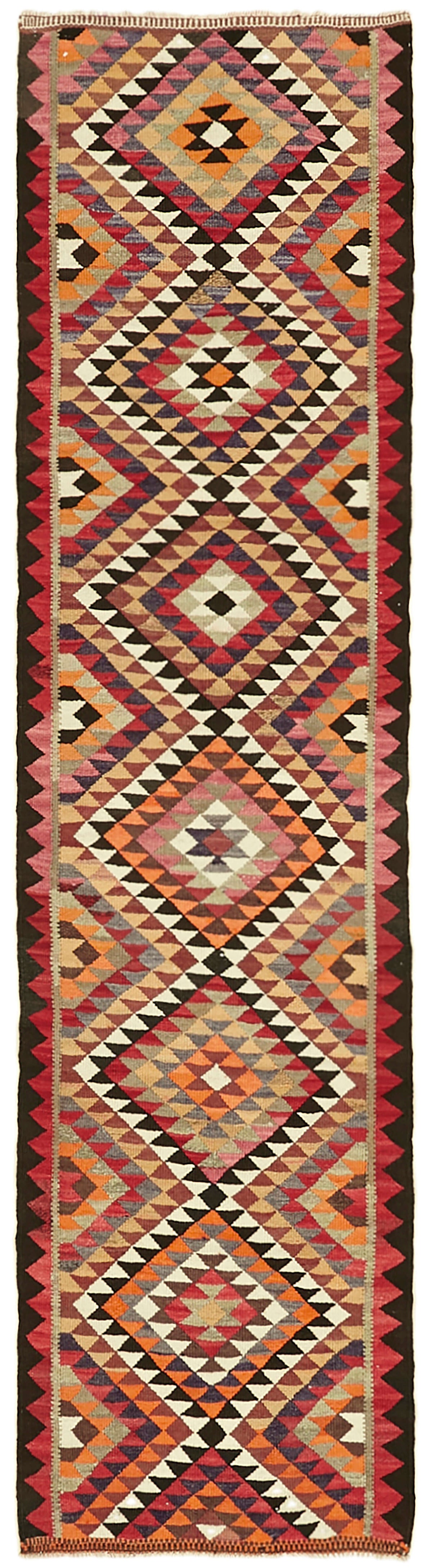 3x11 Multicolor Boho Runner Kilim Rugs - 42796