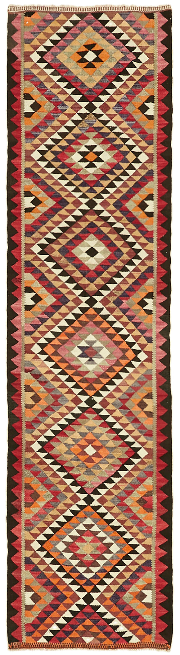 3x11 Multicolor Boho Runner Kilim Rugs - 42796