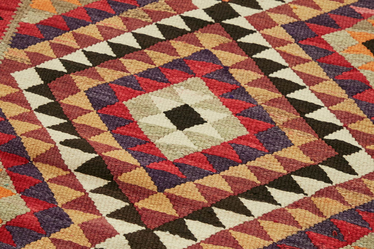 3x11 Multicolor Boho Runner Kilim Rugs - 42796