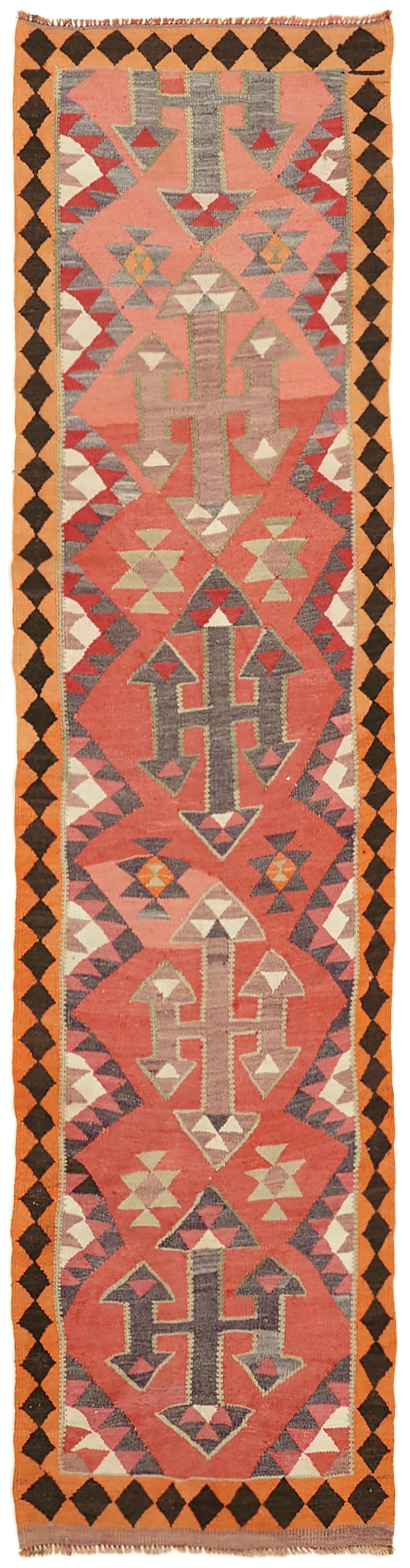 3x11 Multicolor Boho Runner Kilim Rugs - 42797