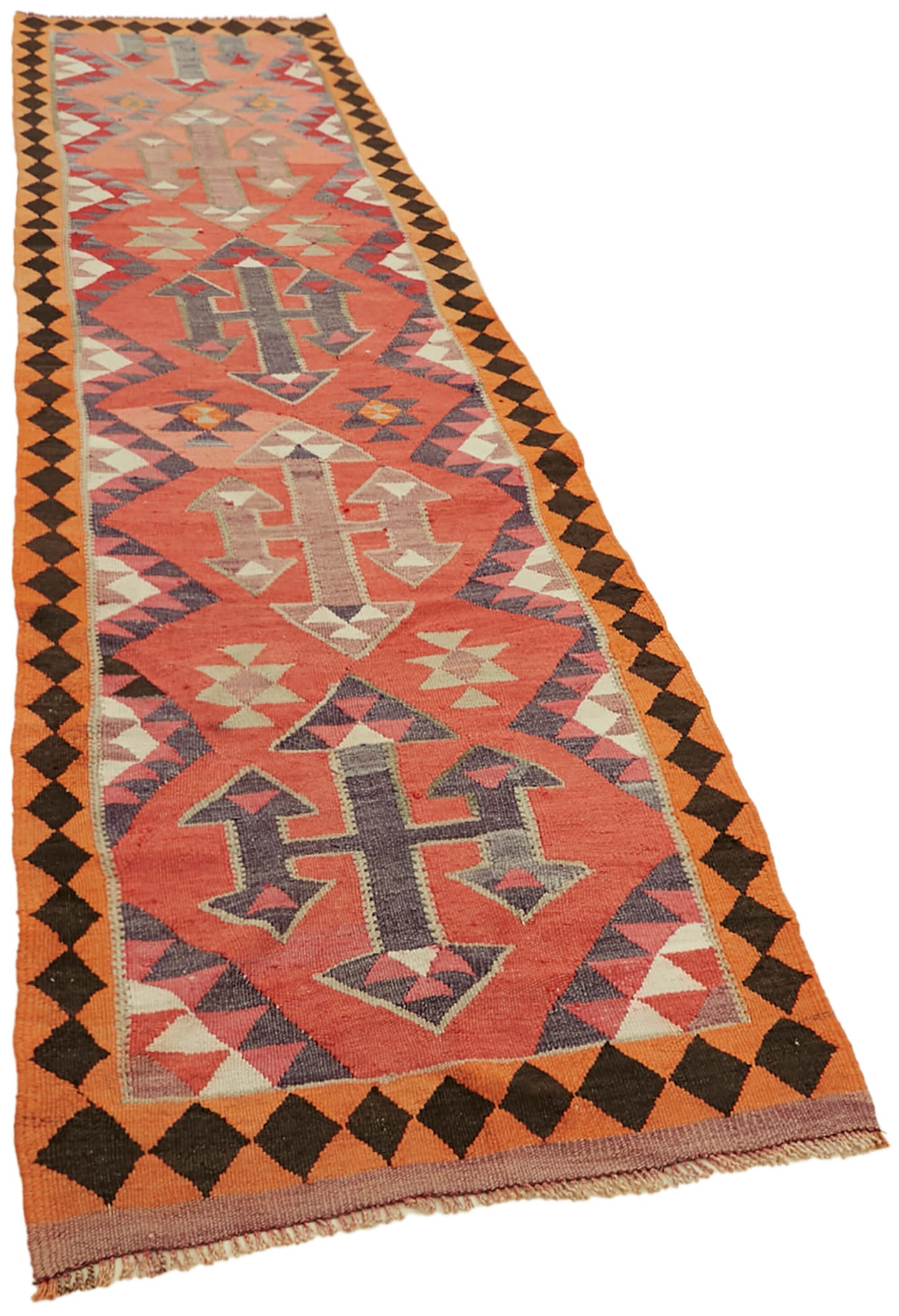3x11 Multicolor Boho Runner Kilim Rugs - 42797