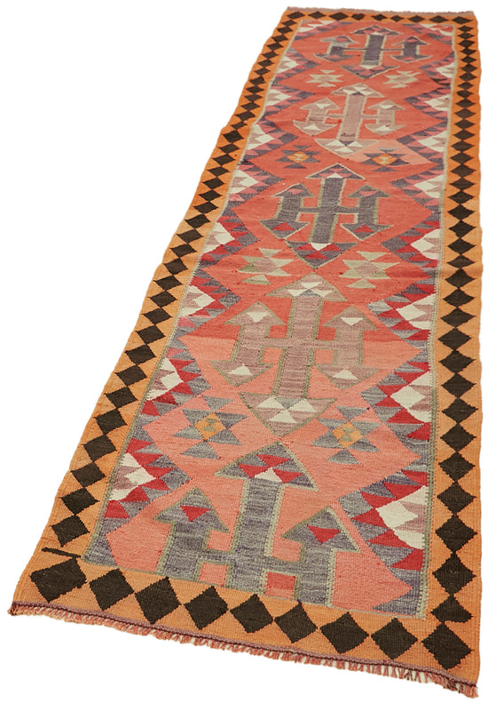 3x11 Multicolor Boho Runner Kilim Rugs - 42797