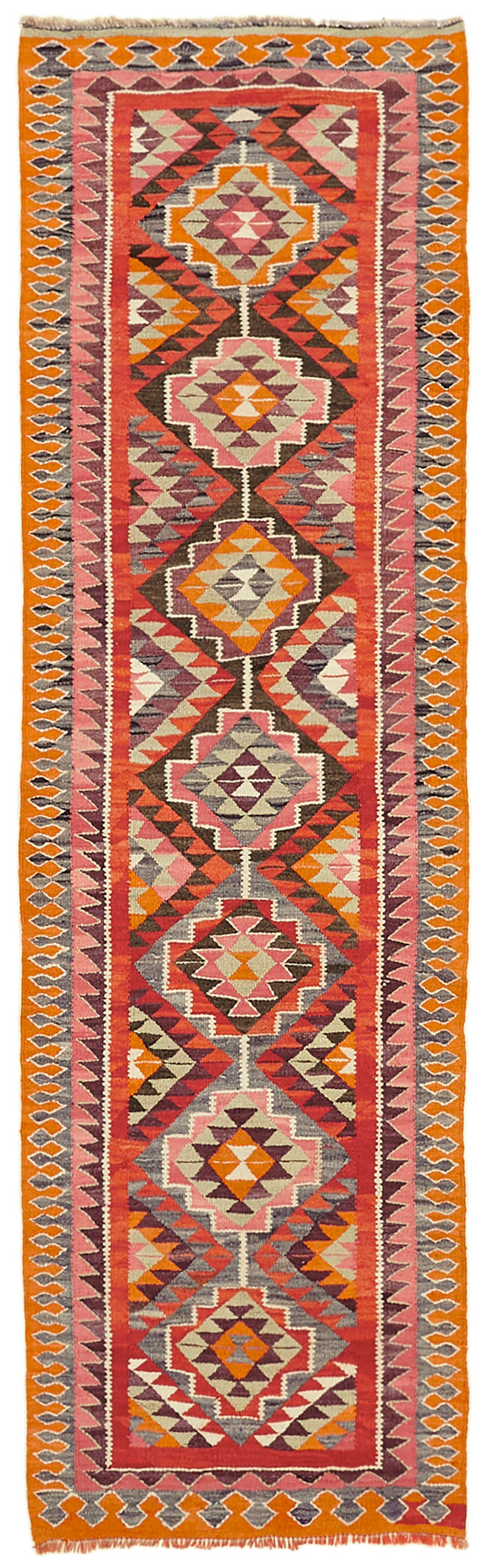 3x11 Multicolor Boho Runner Kilim Rugs - 42798