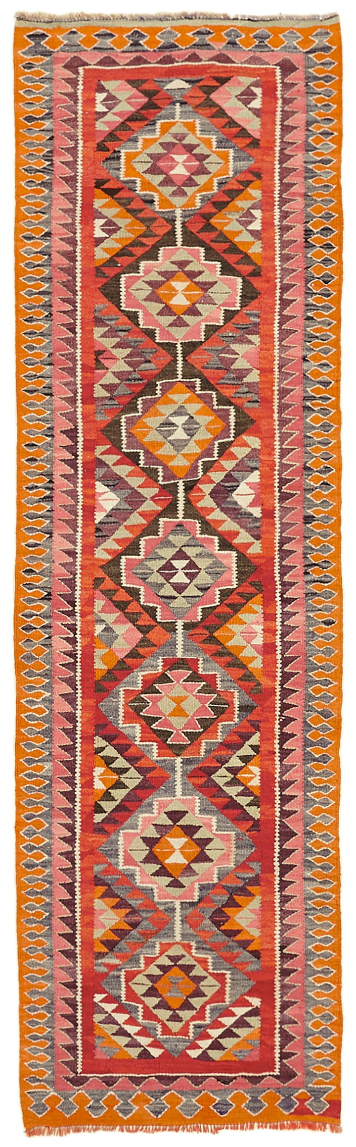 3x11 Multicolor Boho Runner Kilim Rugs - 42798