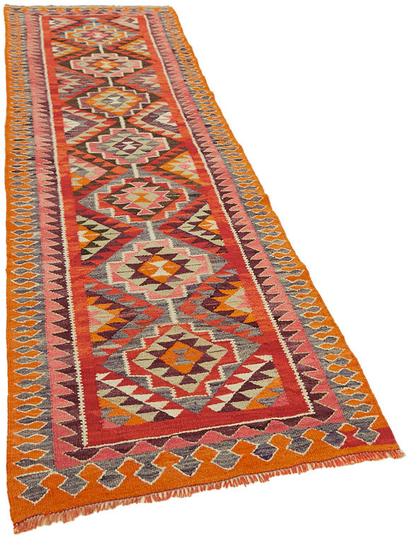 3x11 Multicolor Boho Runner Kilim Rugs - 42798