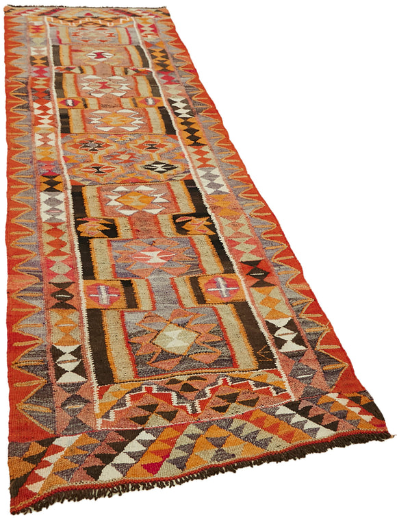 3x10 Multicolor Boho Runner Kilim Rugs - 42799