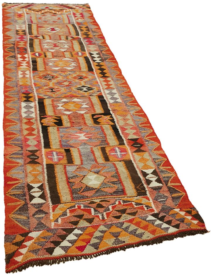 3x10 Multicolor Boho Runner Kilim Rugs - 42799