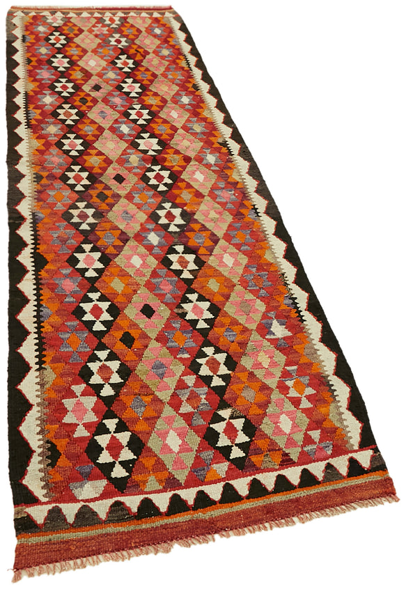3x9 Multicolor Boho Runner Kilim Rugs - 42802