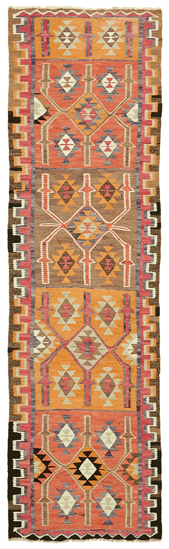 3x11 Multicolor Boho Runner Kilim Rugs - 42803