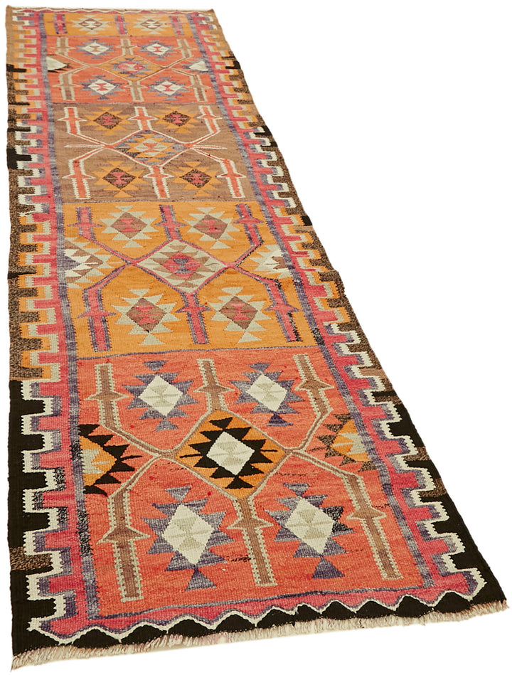 3x11 Multicolor Boho Runner Kilim Rugs - 42803