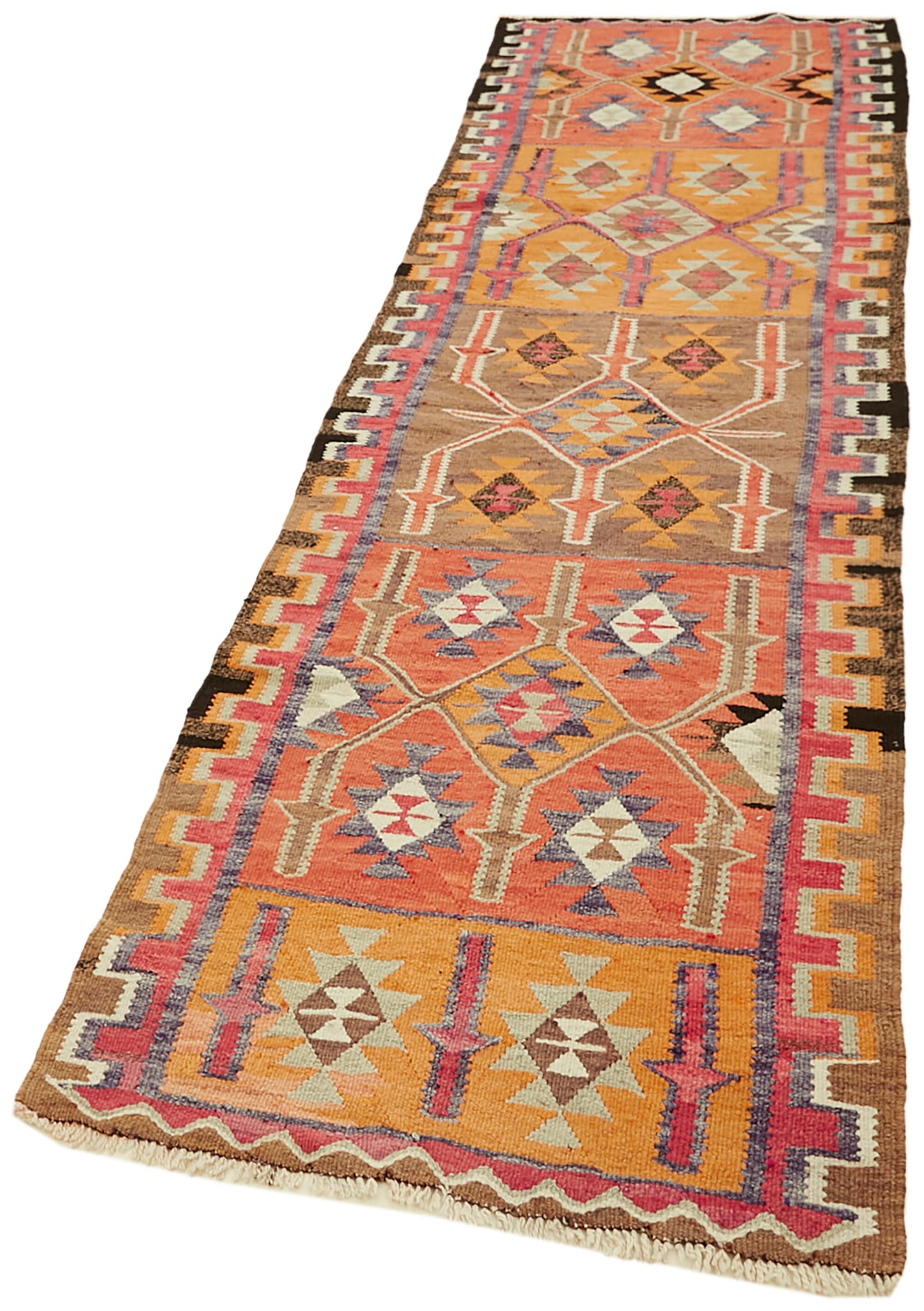 3x11 Multicolor Boho Runner Kilim Rugs - 42803