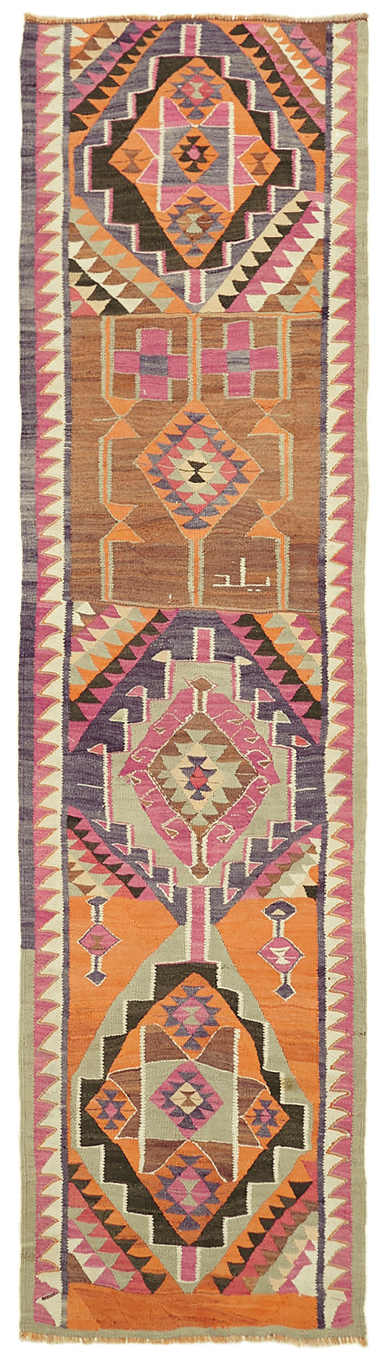 3x12 Multicolor Boho Runner Kilim Rugs - 42804