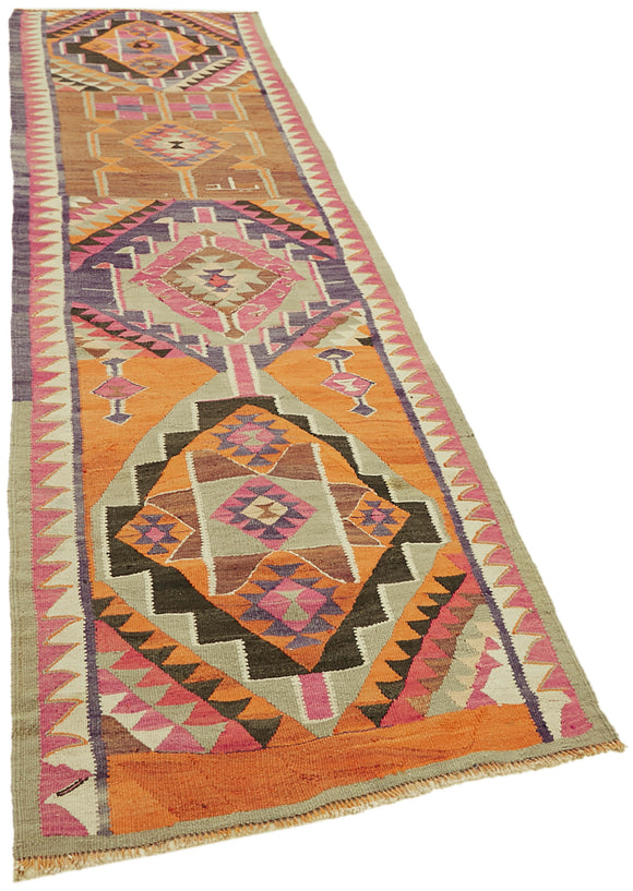 3x12 Multicolor Boho Runner Kilim Rugs - 42804