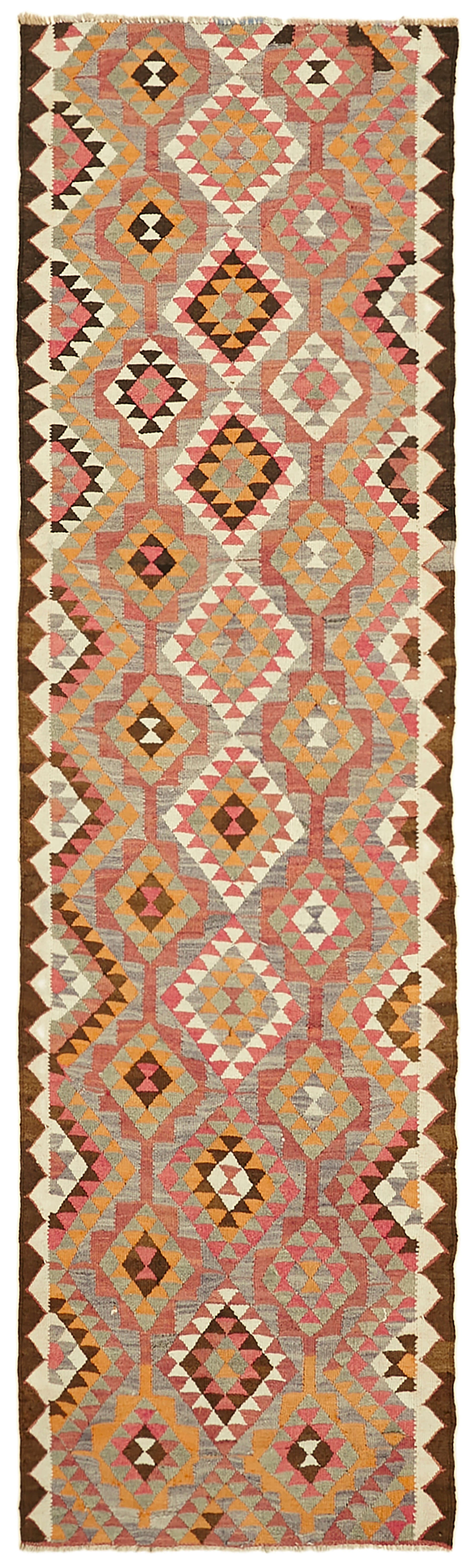 3x11 Multicolor Boho Runner Kilim Rugs - 42806