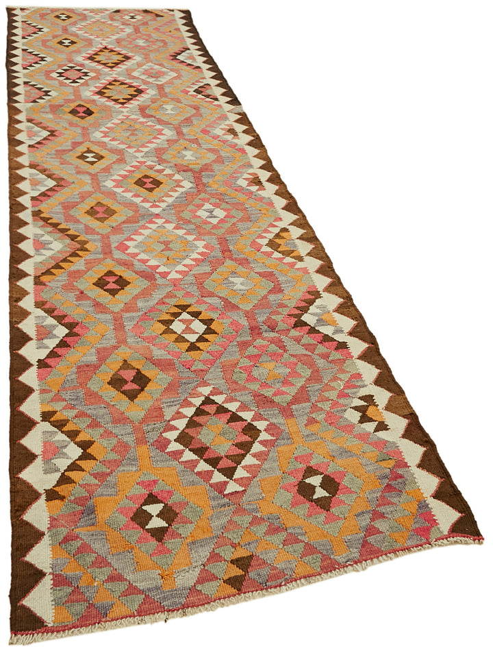 3x11 Multicolor Boho Runner Kilim Rugs - 42806