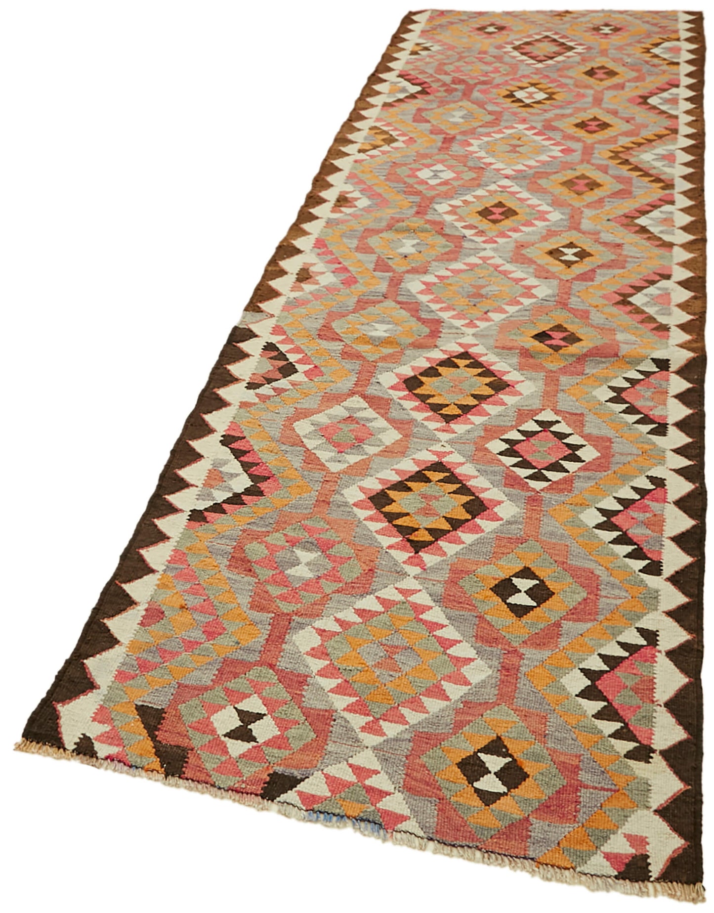 3x11 Multicolor Boho Runner Kilim Rugs - 42806