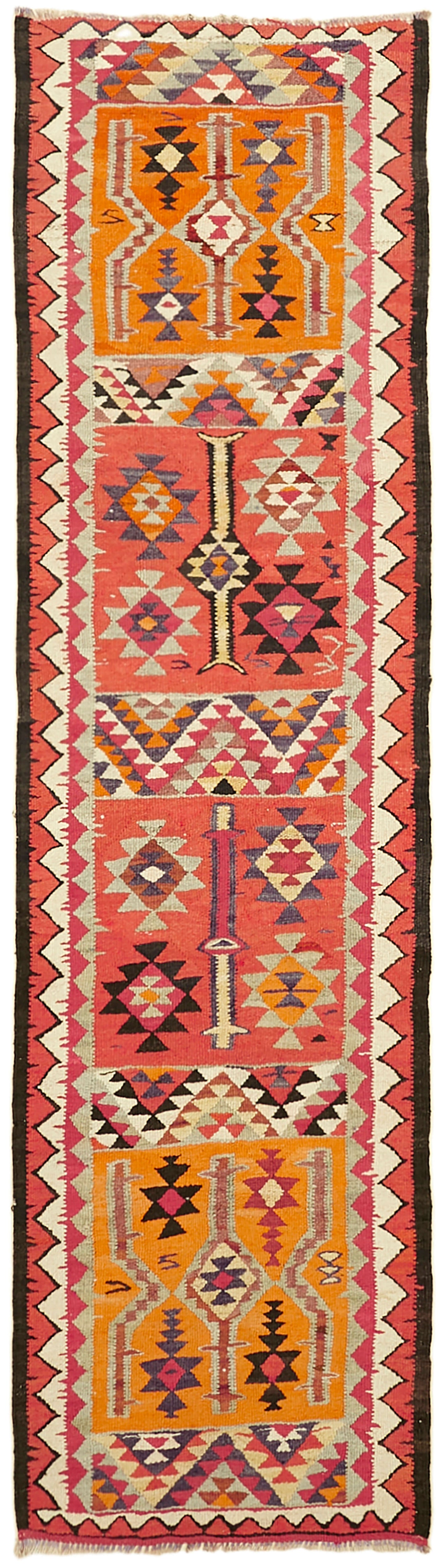3x11 Multicolor Boho Runner Kilim Rugs - 42809
