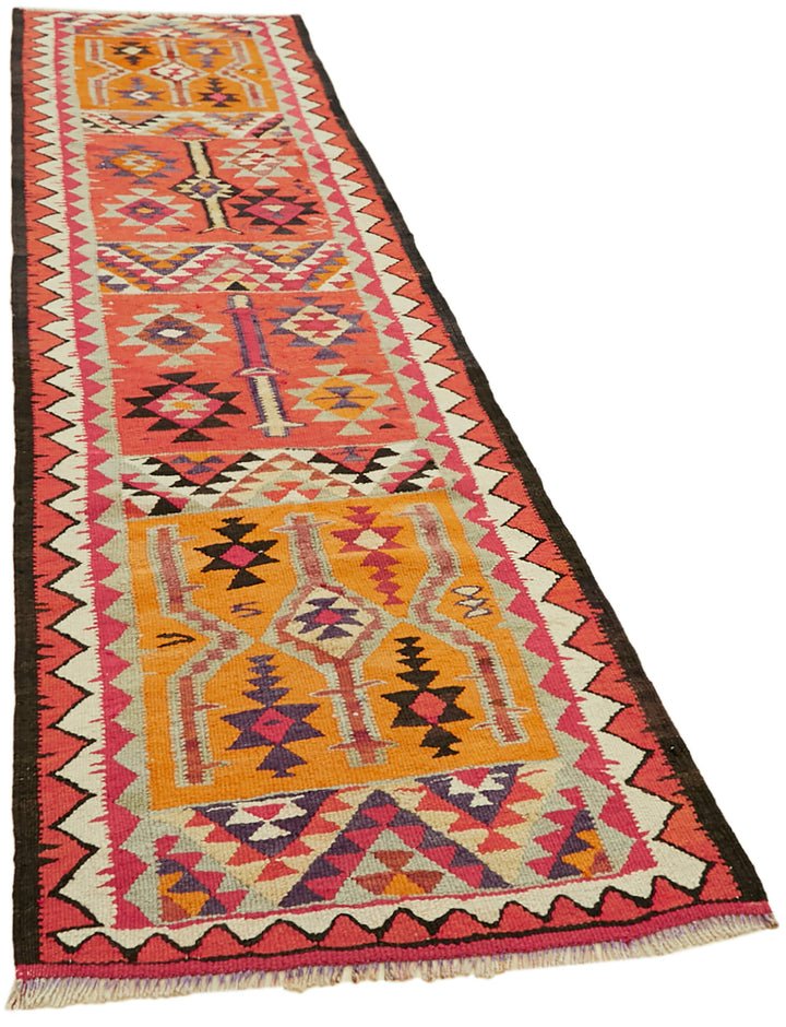 3x11 Multicolor Boho Runner Kilim Rugs - 42809