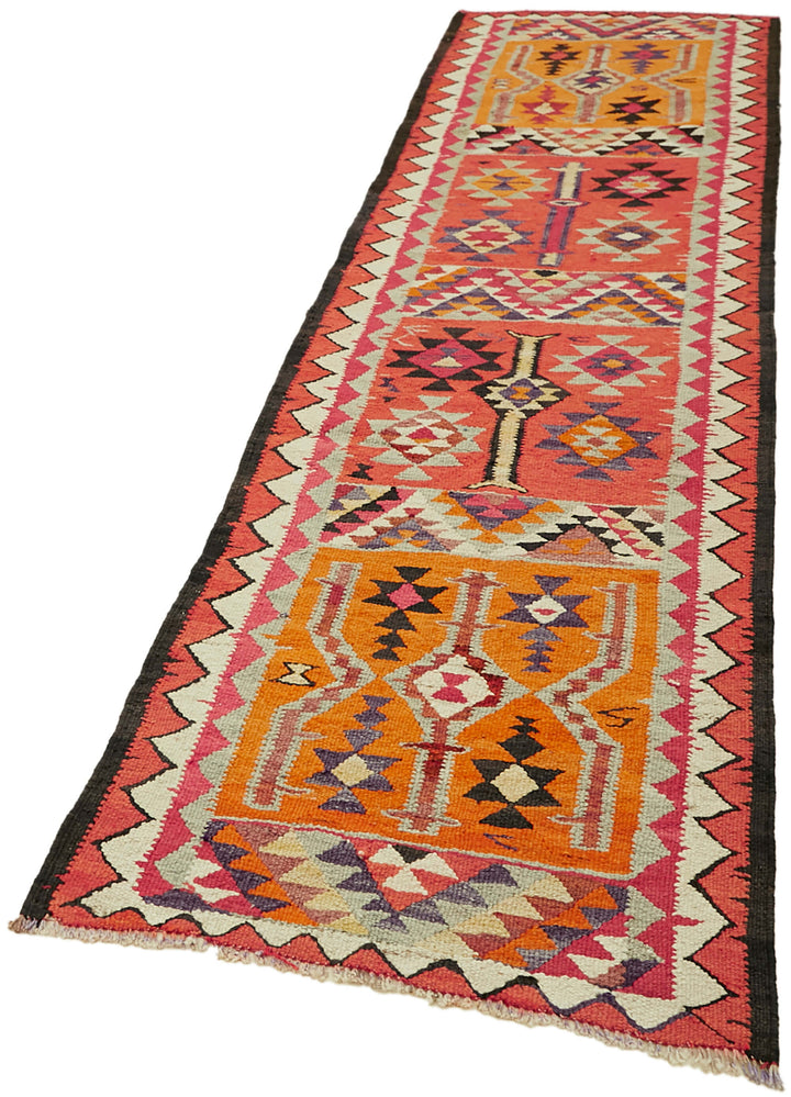 3x11 Multicolor Boho Runner Kilim Rugs - 42809
