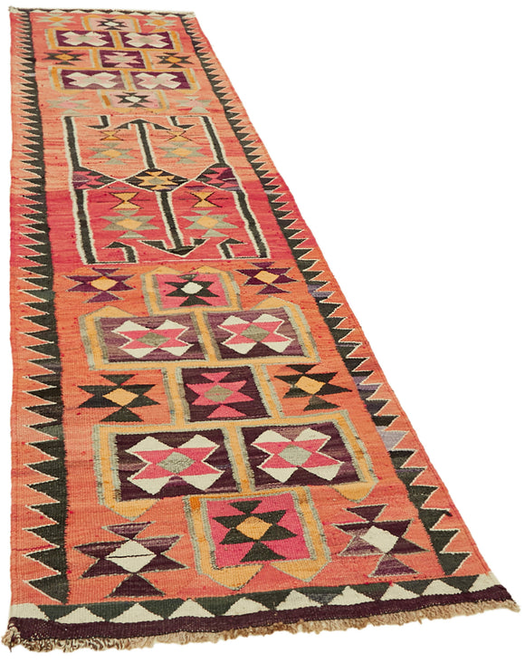 3x11 Multicolor Boho Runner Kilim Rugs - 42810