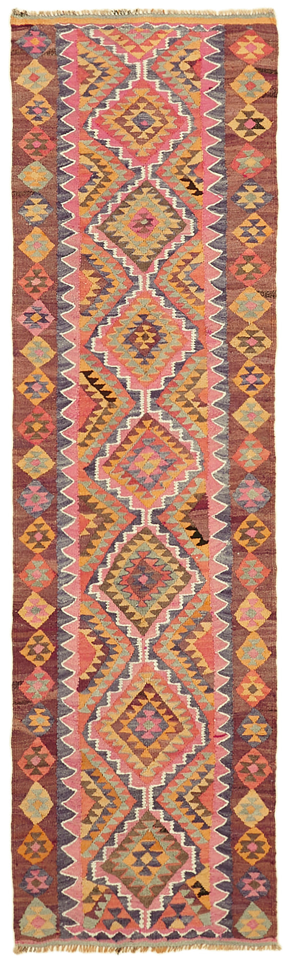 3x10 Multicolor Boho Runner Kilim Rugs - 42812