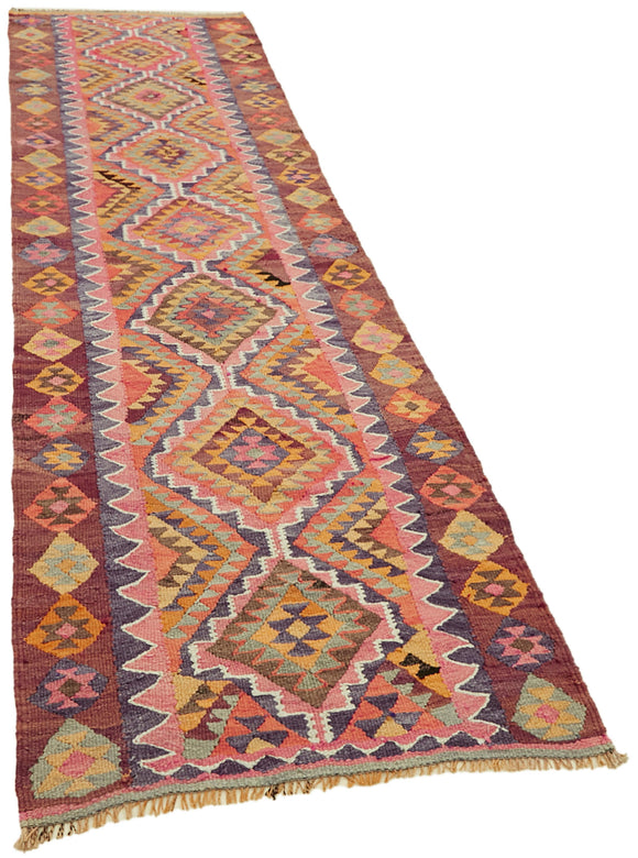 3x10 Multicolor Boho Runner Kilim Rugs - 42812