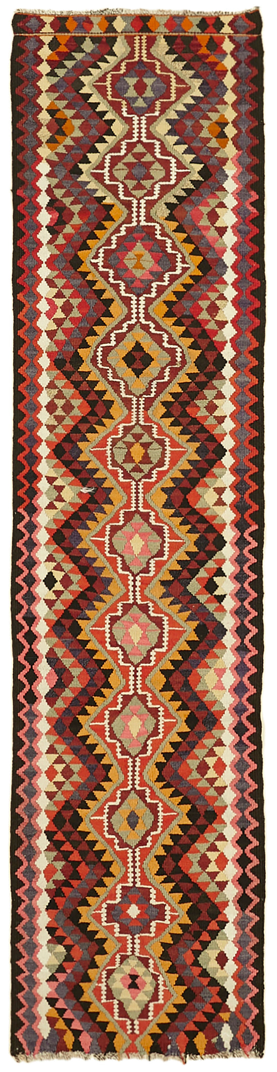 3x11 Multicolor Boho Runner Kilim Rugs - 42813
