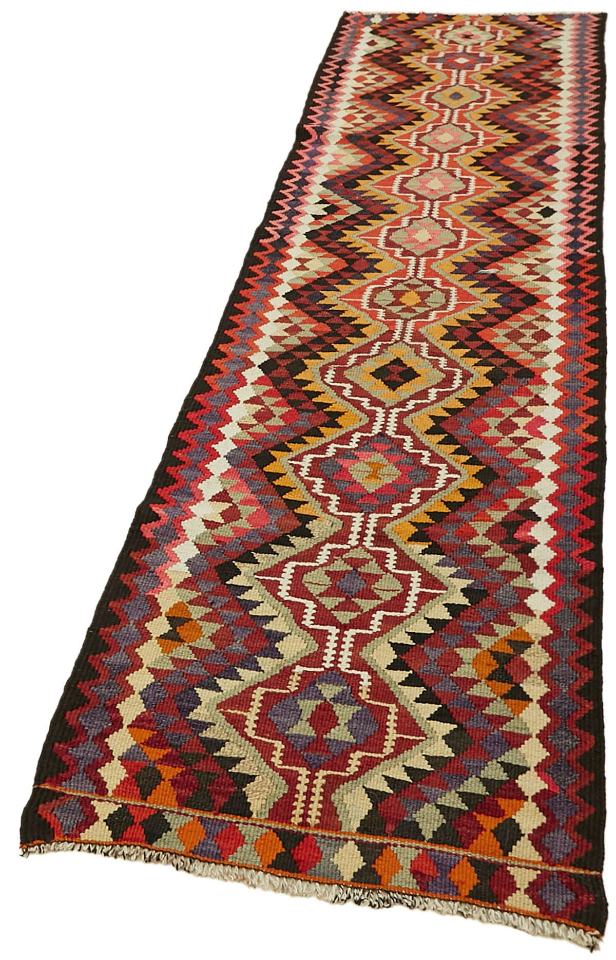 3x11 Multicolor Boho Runner Kilim Rugs - 42813