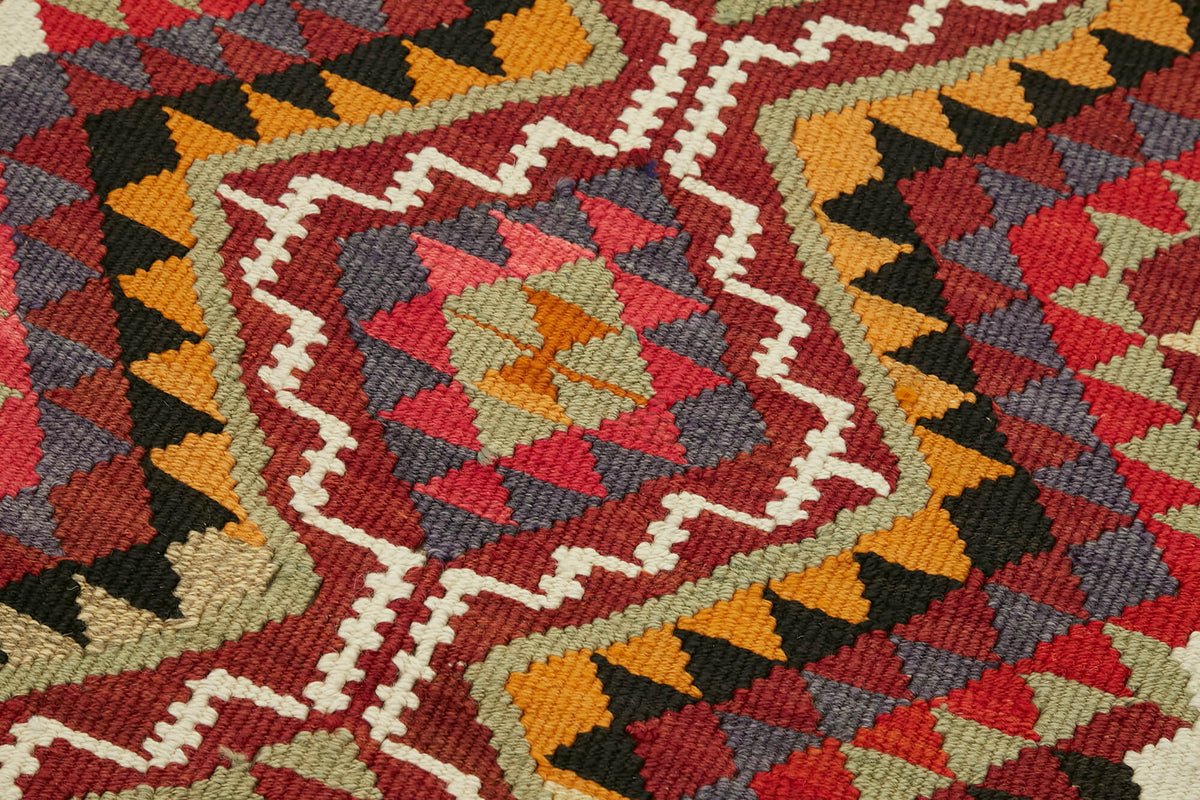 3x11 Multicolor Boho Runner Kilim Rugs - 42813