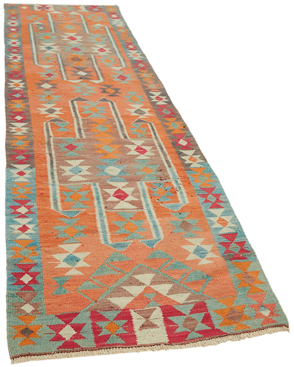 3x11 Multicolor Boho Runner Kilim Rugs - 42816
