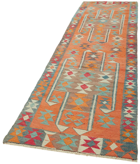 3x11 Multicolor Boho Runner Kilim Rugs - 42816