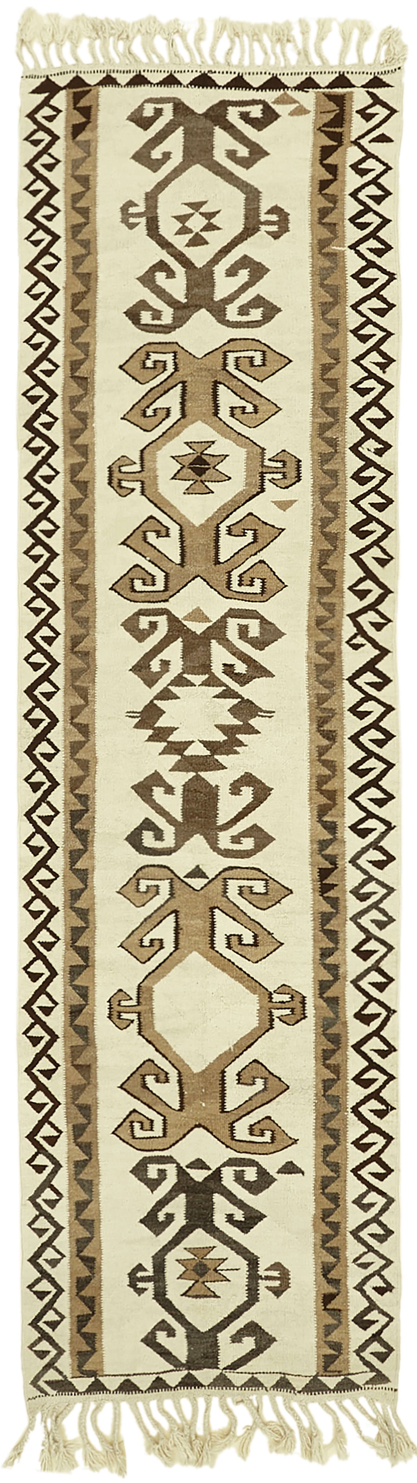 3x11 White Boho Runner Kilim Rugs - 42817