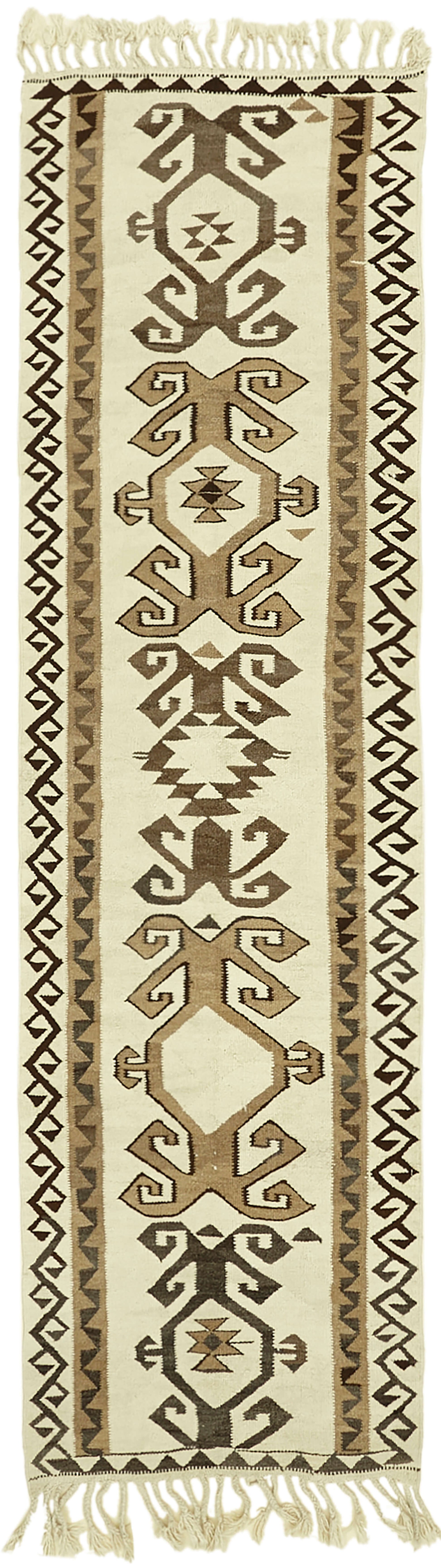 3x11 White Boho Runner Kilim Rugs - 42817