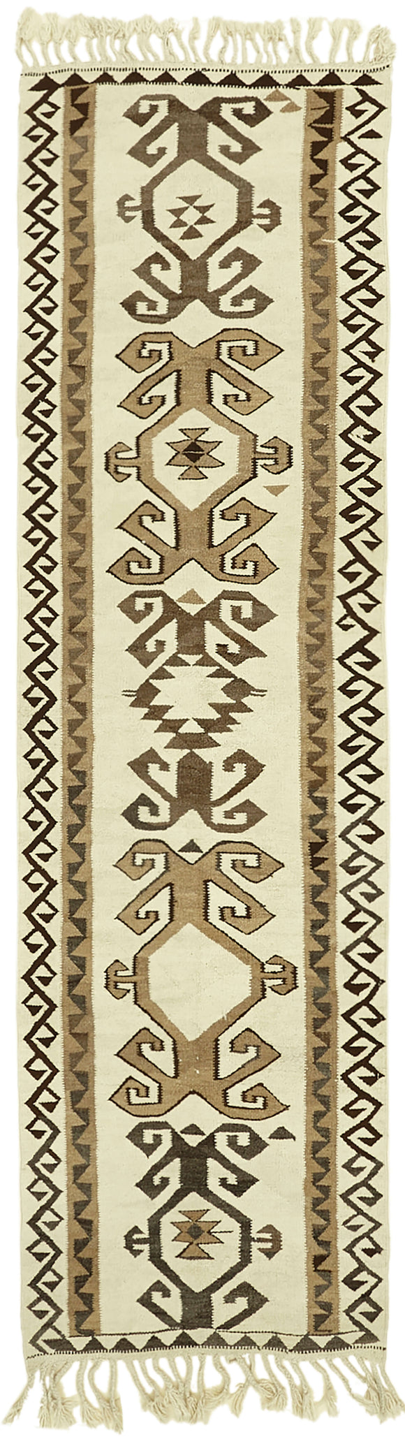 3x11 White Boho Runner Kilim Rugs - 42817