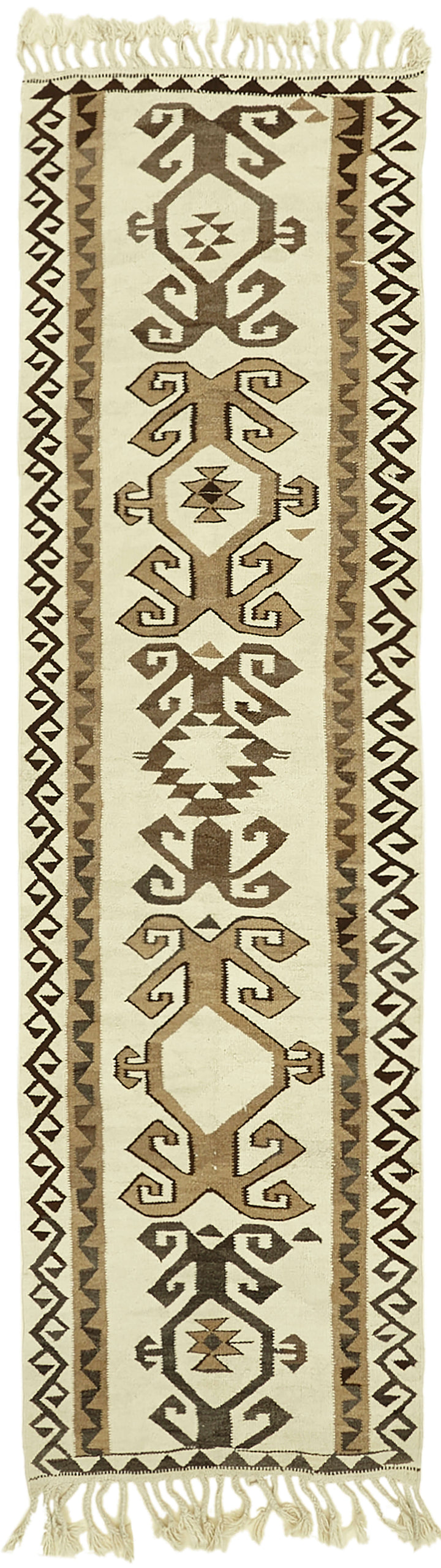 3x11 White Boho Runner Kilim Rugs - 42817