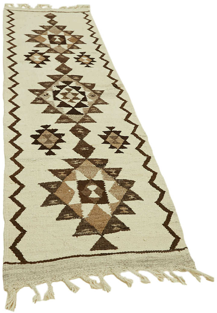 3x9 White Boho Runner Kilim Rugs - 42818