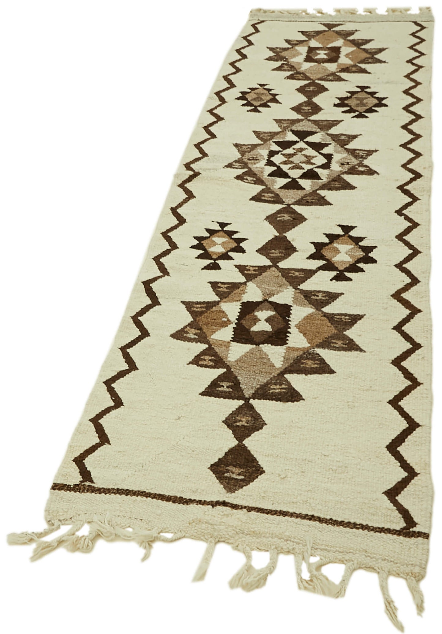 3x9 White Boho Runner Kilim Rugs - 42818