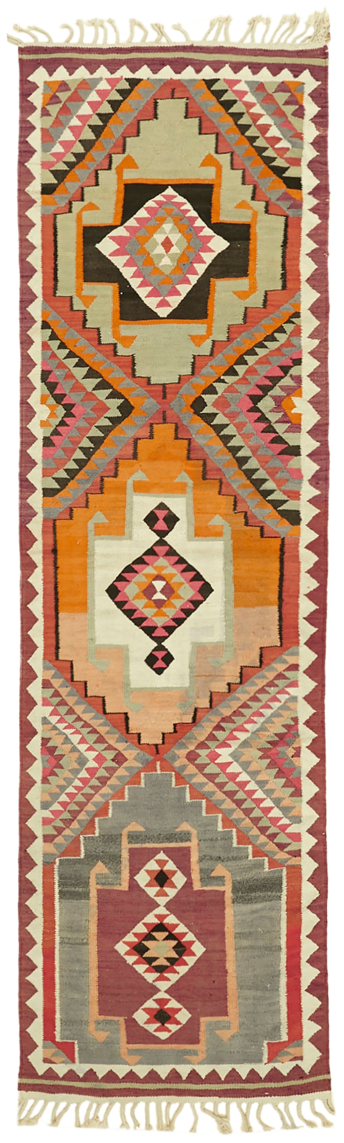 3x12 Multicolor Boho Runner Kilim Rugs - 42819