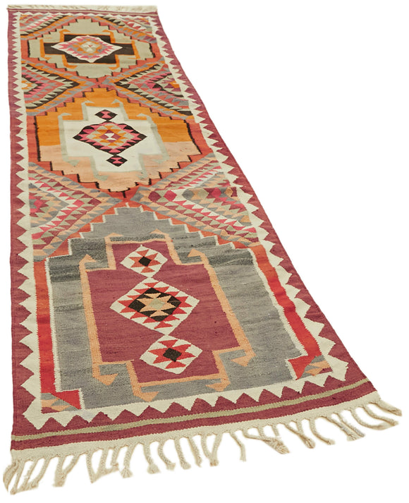 3x12 Multicolor Boho Runner Kilim Rugs - 42819