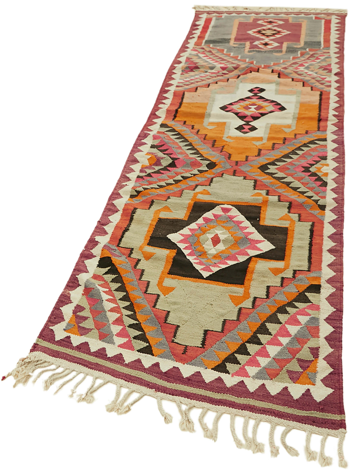 3x12 Multicolor Boho Runner Kilim Rugs - 42819