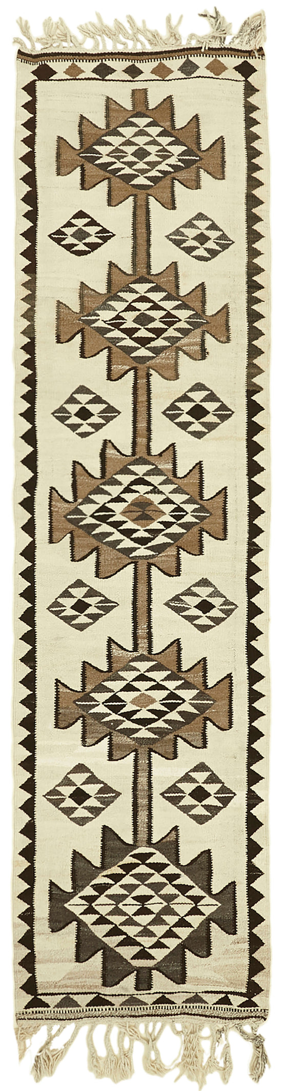 3x12 White Boho Runner Kilim Rugs - 42821