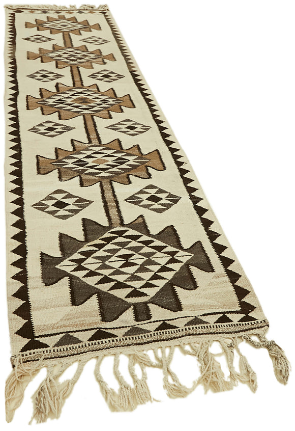 3x12 White Boho Runner Kilim Rugs - 42821