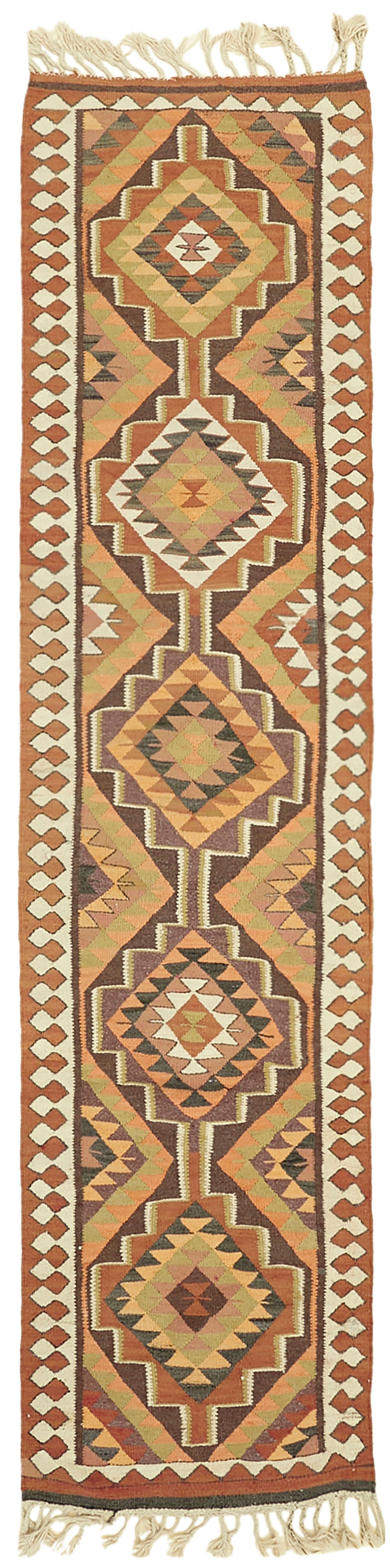 3x11 Multicolor Boho Runner Kilim Rugs - 42823
