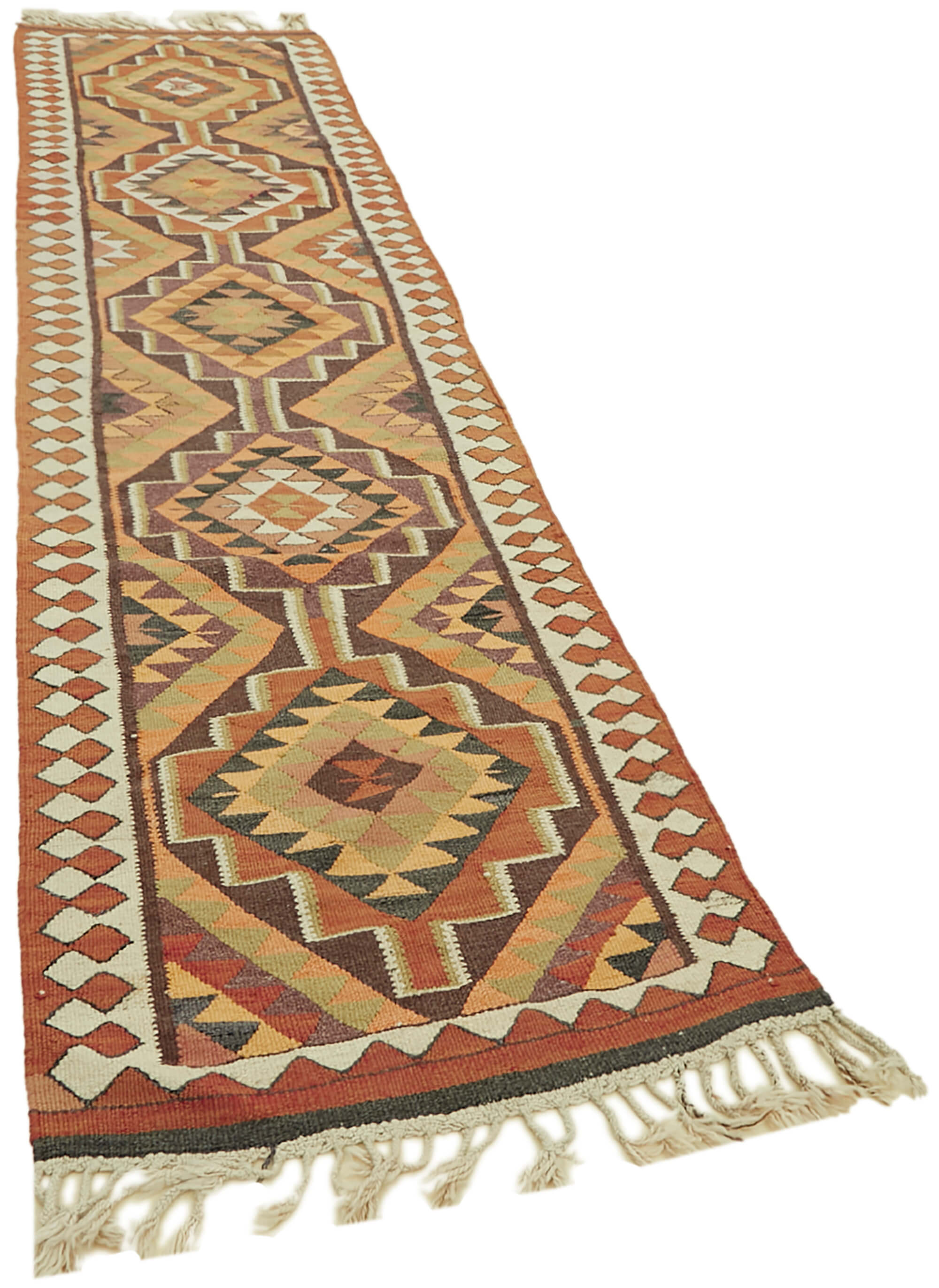 3x11 Multicolor Boho Runner Kilim Rugs - 42823
