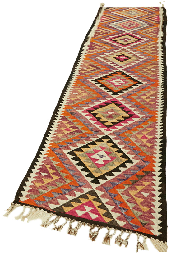 3x12 Multicolor Boho Runner Kilim Rugs - 42824