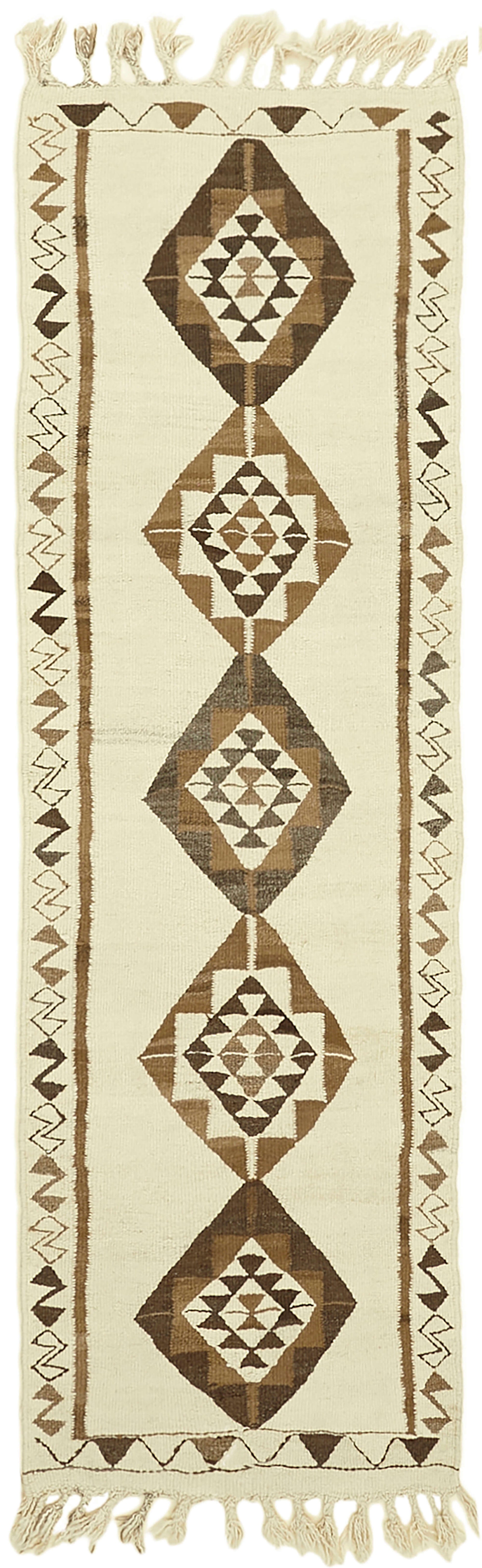 3x9 White Boho Runner Kilim Rugs - 42826