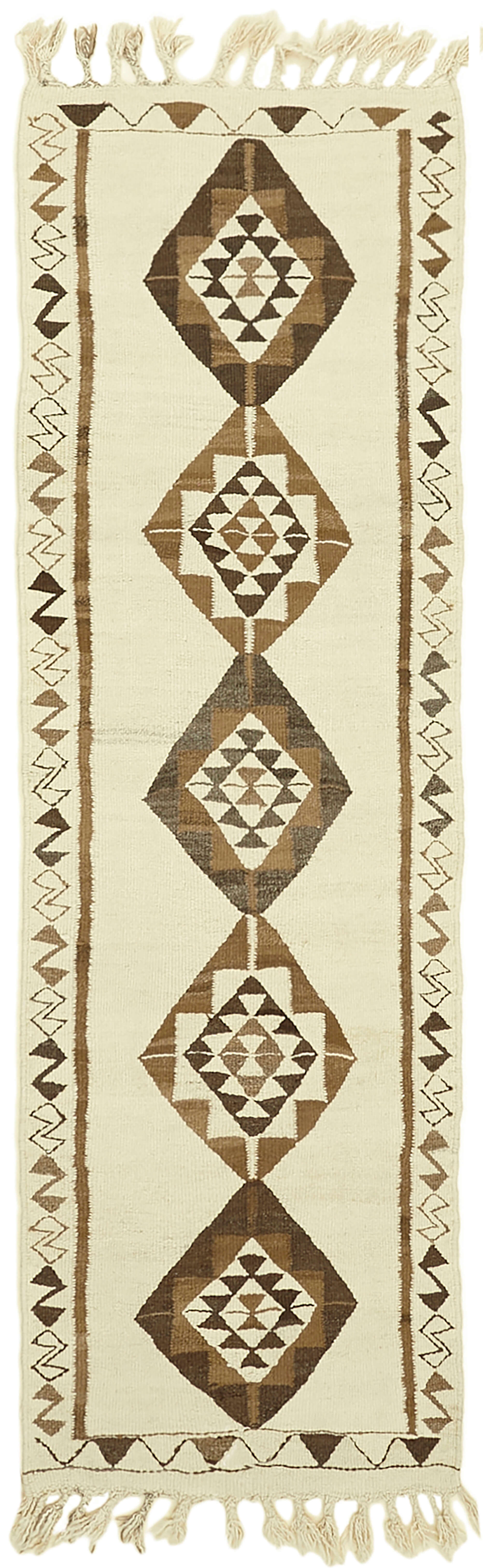 3x9 White Boho Runner Kilim Rugs - 42826